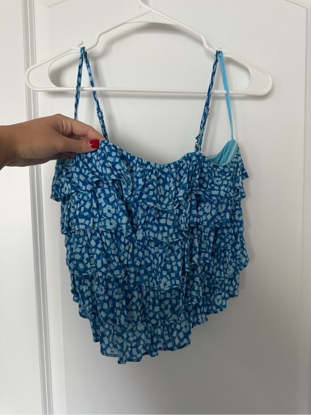 Skylar + Madison Blue Patterned Ruffle Camisole